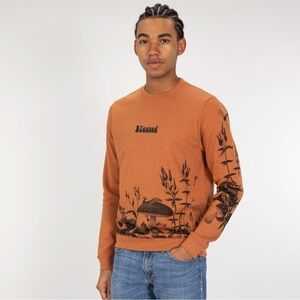 Blind Rooster Graphic Crewneck Sweatshirt Amber Brown Mushroom Caterpillar small